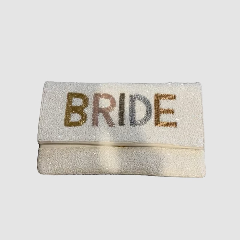 Elegant Bride Clutch in White and Gold